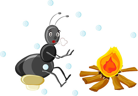 EPS 전신 클립아트 동물 캐릭터 한마리 계절 동물캐릭터 곤충 겨울 절지류 일러스트 자연 날씨 따뜻함 앉기 사람없음 추위 눈 벌레 장작 모닥불 곤충캐릭터 개미 온기 쬐기 일러캐릭터 자연요소 1 모션 불 생태계 파일형식 벡터