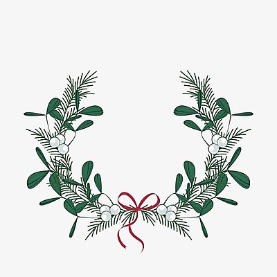 EPS 해외이미지 무료이미지 열매 리본 잎 일러스트 사람없음 초록색 리스장식 스타일 해외202004 해외일러스트 식물 컬러 장식 파일형식 벡터 무료콘텐츠