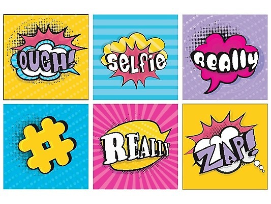 EPS 해외이미지 말풍선 일러스트 텍스트 사람없음 컬러풀 표현 만화 팝아트 코믹 카툰스타일 해시태그 해외202004 해외일러스트 컬러 그림 특수문자 파일형식 벡터