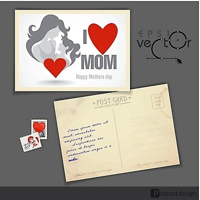 EPS 해외이미지 무료이미지 디자인 여자 행복 어린이 일러스트 가족 엄마 사랑 여러명 성인 회색 하트 축하 아기 복고 엽서 우표 베이지색 여자만 벡터 어머니의날 해외202004 해외일러스트 모양 기념일 감정 컬러 다수 컨셉 관계 사람 편지 미국문화 파일형식 무료콘텐츠