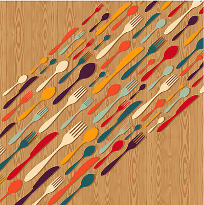EPS 해외이미지 포크 일러스트 사람없음 갈색 숟가락 나이프 해외202004 해외일러스트 식기 컬러 수저 칼 파일형식 벡터
