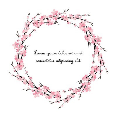 EPS 해외이미지 꽃 일러스트 프레임 사람없음 낭만 벚꽃 나뭇가지 해외202004 해외일러스트 나무 식물 컨셉 파일형식 벡터