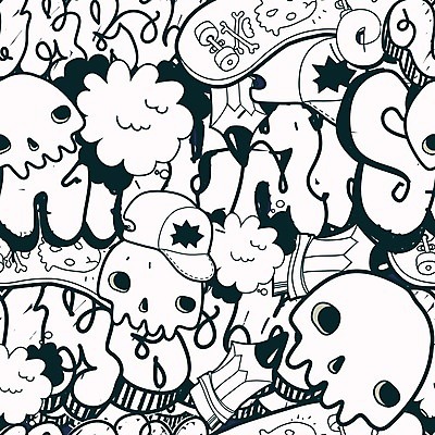 EPS 해외이미지 백그라운드 패턴 일러스트 추상 왕관 미술 사람없음 할로윈 흰색 낙서 그래피티 스케치 해골모형 해외202004 해외일러스트 컬러 무늬 문화예술 모형 그림 파일형식 벡터