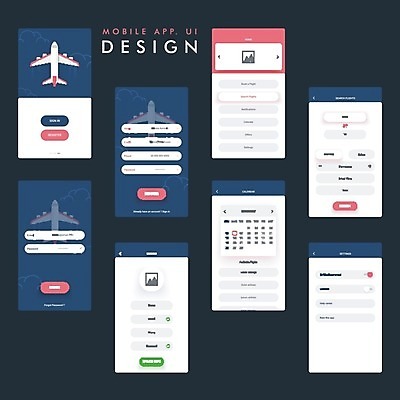 EPS 해외이미지 템플릿 여행 일러스트 비즈니스 모바일 비행기 사람없음 스마트폰 스크린 정보 달력 플랫 어플리케이션 항공 검색 온라인 설정 전자상거래 UI 구독 마케팅 소프트웨어 웹디자인 인터페이스 터치스크린 목업 와이어프레임 해외202004 해외일러스트 항공교통 대중교통 핸드폰 스마트기기 파일형식 벡터
