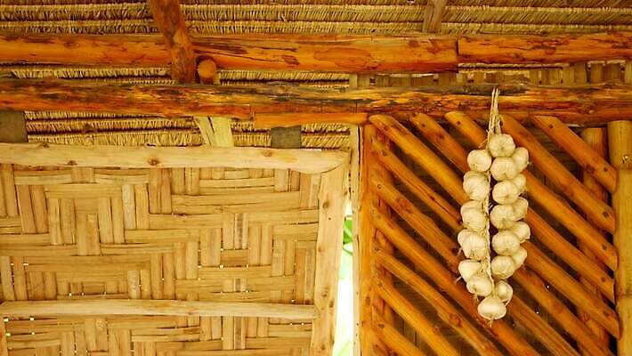 주간 전통 디자인 문화 벽 채소 건축양식 창문 표면 주택 건조 실내 매달리기 마늘 동양인 사람없음 내부 목재 마을 맑음 화목 방 시골 오픈 오두막 다발 대나무 잡동사니 수목 엮은 옛날 이국적 판잣집 4K MP4 해외동영상 클립영상 자연요소 나무 건축 컨셉 재료 모션 날씨 인종 건물 동영상 파일형식