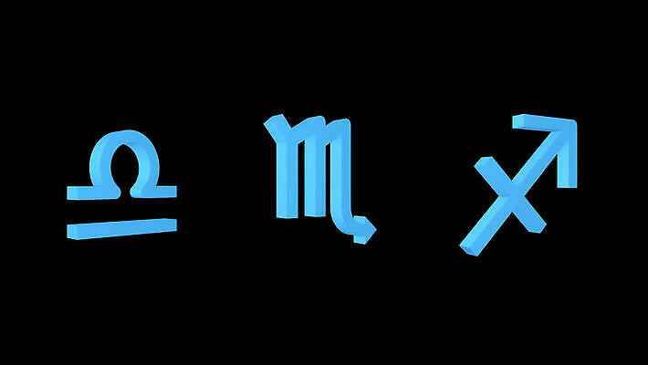 디자인 컬러 컨셉 미술 사람없음 세트 고리 신비 심볼 오브젝트 사인 회전 점성술 애니메이션 전갈자리 천칭자리 궁수 4K MOV 해외동영상 클립영상 문화예술 별자리 동영상 파일형식