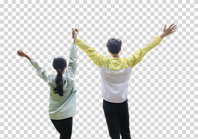 편집 편집이미지 커플 여자 남자 누끼 상반신 20대 성인 두명 손잡기 만세 한국인 등산복 PNG 성인만 편집소스 옷 관계 모션 사람 동양인 청년 등산 파일형식