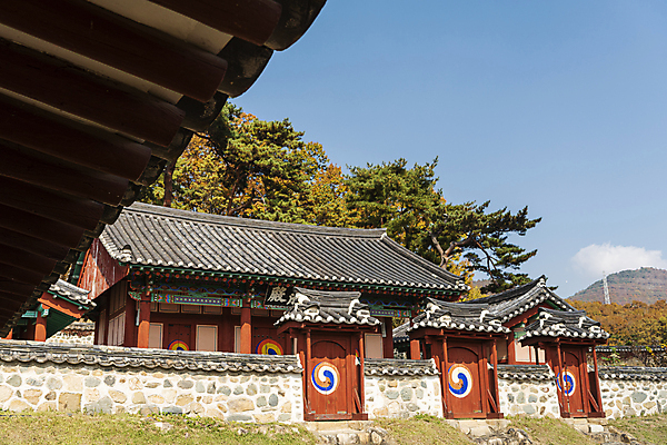 포토 JPG 주간 하늘 한옥 사람없음 야외 가을풍경 가을 옥천 정문 향교 옥천향교 국내포토 자연요소 한국전통 계절 고건축 풍경 문 충청북도 교육기관 파일형식 가을_계절