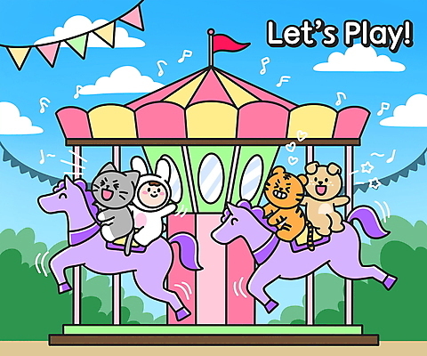 전신 PSD 구름 어린이 동물캐릭터 일러스트 하늘 함께함 세마리 한명 웃음 앉기 고양이 놀이공원 풀 호랑이 강아지 승차 즐거움 손인사 회전목마 가랜드 동물탈 토끼탈 국내일러스트 일러캐릭터 자연요소 식물 동물 캐릭터 1 감정 컨셉 포유류 모션 표정 3 사람 반려동물 테마파크 인사 개 놀이기구 파티용품 탈 파일형식