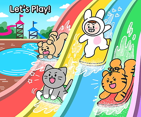 전신 PSD 어린이 엎드리기 동물캐릭터 일러스트 함께함 세마리 한명 웃음 앉기 고양이 호랑이 강아지 승차 무서움 즐거움 튀는물 동물탈 워터슬라이드 워터파크 토끼탈 내려오기 국내일러스트 일러캐릭터 동물 캐릭터 1 감정 컨셉 포유류 모션 수영장 표정 3 사람 반려동물 개 액체표현 탈 스플래쉬 파일형식