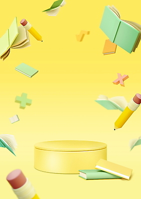 PSD 편집이미지 교육 백그라운드 사람없음 책 연필 노란색 떨어짐 덧셈 오브젝트 원기둥 단상 곱셈 포디움 카피스페이스 이미지편집 컬러 컨셉 학용품 필기구 공백 무대 원형 수학 파일형식