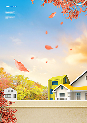 PSD 구름 편집이미지 하늘색 단풍 낙엽 하늘 단풍나무 산 주택 사람없음 담장 가을풍경 코랄 가을배경 이미지편집 자연요소 나무 컬러 백그라운드 잎 풍경 건물 파란색 파일형식 가을_계절