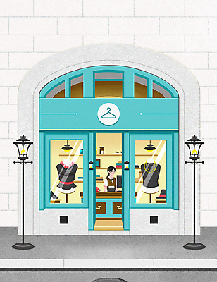 PSD 모자 옷 여자 하늘색 가로등 일러스트 창문 한명 상반신 성인 회색 고급 하이힐 마네킹 종업원 옷가게 부티크 유럽풍 성인여자한명만 국내일러스트 직업 1 잡화 공공시설 구두 컬러 컨셉 사람 파란색 상점 여성화 여자한명만 성인여자만 파일형식