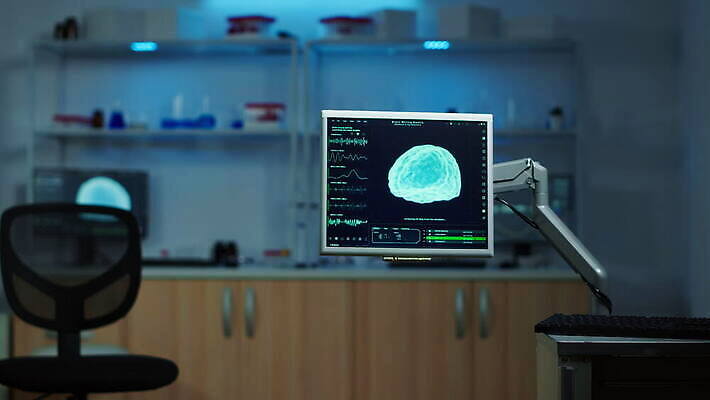 산업 과학 공장 건강 병원 현미경 실험 사람없음 스터디 컴퓨터 약 디지털 스크린 모니터 장비 정보 실험실 결과 질병 야간 연구원 과학자 뇌 시설 하이테크 발견 개발 스캐너 비어있는 4K MOV 해외동영상 클립영상 자연요소 직업 컨셉 공업 의학 기술 실험기구 전자제품 학습 동영상 학자 파일형식