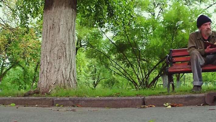 공원 벤치 가방 거리 한명 사람 앉기 야외 책 독서 카트 추위 코트 잡기 도시 좌절 가난 버리기 문제 거지 구걸 노숙자 옛날 우울증 헬프 4K MP4 해외동영상 클립영상 1 잡화 공공시설 감정 컨셉 의자 모션 외투 도움 질병 동영상 파일형식