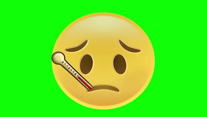 캐릭터 얼굴 사람 사람없음 파란색 스마트폰 노란색 고통 질병 온도계 체온계 활기 창백 반응 소셜미디어 4K MOV 해외동영상 클립영상 감정 컬러 컨셉 의학 신체부위 핸드폰 스마트기기 동영상 파일형식