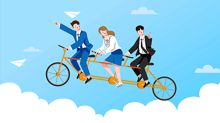 전신 구름 여자 남자 하늘색 비즈니스 모션 협력 성인 세명 손들기 가리킴 최고 직장인 비즈니스맨 비즈니스우먼 승차 종이비행기 영상 동영상 성인만 사회초년생 3인용자전거 모션그래픽 MP4 MOV 자연요소 직업 사람 손짓 파란색 자전거 종이접기 파일형식