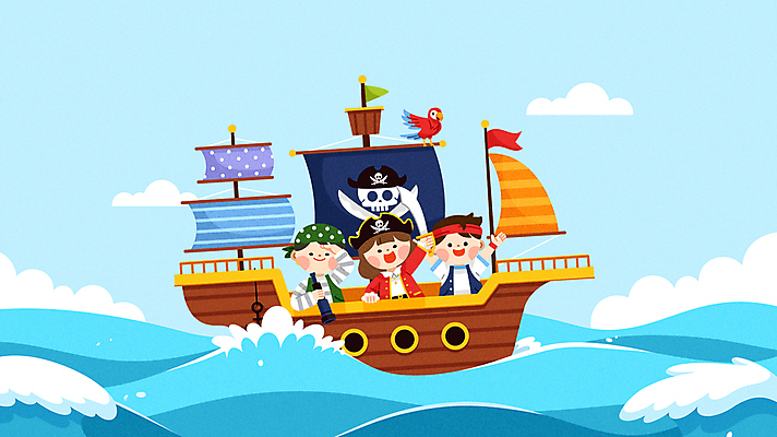 구름 여자 남자 어린이 바다 모션 들기 소녀 소년 상반신 세명 손들기 망원경 깃발 칼 앵무새 어린이상상 영상 해적 해적의상 동영상 해적선 선장 어린이만 동심 모션그래픽 MP4 MOV 자연요소 옷 배_교통 상상 조류 사람 도둑 파일형식