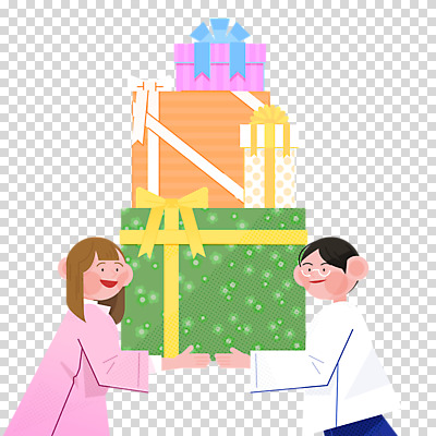 편집 편집이미지 여자 남자 리본 선물 들기 누끼 상반신 성인 두명 선물상자 상자 쌓기 감사 PNG 성인만 편집소스 감정 모션 사람 파일형식