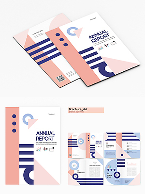 도형 템플릿 리플렛 분홍색 비즈니스 그래프 사람모양 팜플렛 사람없음 파란색 줄무늬 흰색 보고서 심플 기하학 QR코드 애뉴얼리포트 인디자인 INDD 이미지템플릿 모양 컬러 무늬 파일형식