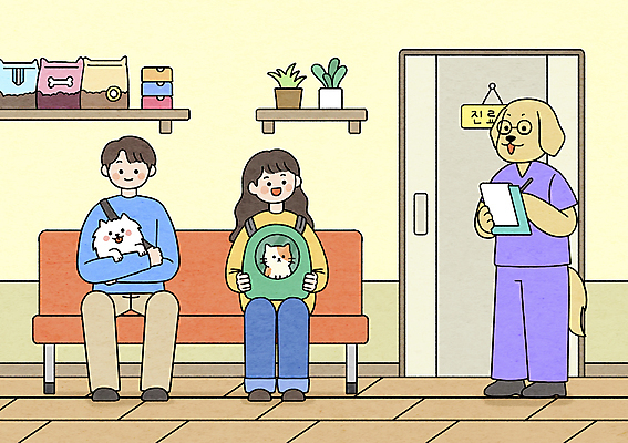 전신 PSD 여자 남자 화분 반려견 의자 일러스트 안기 선반 의인화 서기 들기 앉기 성인 두명 반려동물 고양이 간호사 복도 기다림 골든리트리버 강아지 개캐릭터 동물병원 수의사 대기실 성인만 안경낌 반려묘 국내일러스트 동물 안경 동물캐릭터 가구 포유류 모션 병원 사람 공간 의료진 의사 개 리트리버 파일형식