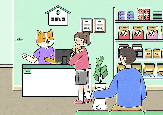 전신 PSD 여자 남자 반려견 의자 일러스트 안내 의인화 서기 상반신 성인 두명 반려동물 가리킴 기다림 강아지 프런트 진열장 개캐릭터 동물병원 수의사 성인만 들어올리기 국내일러스트 반려용품 동물 동물캐릭터 가구 모션 병원 사람 손짓 의사 개 오브젝트 파일형식