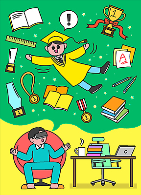 전신 남자 의자 일러스트 학사모 성공 팔벌리기 자 졸업생 앉기 성인 두명 공중 책 초록색 노트북 연필 노란색 졸업가운 체험 트로피 메달 책상 가상공간 소원성취 아바타 가상현실 성인남자만 메타버스 국내일러스트 AI파일 모자_잡화 컬러 가구 컨셉 졸업 모션 문구용품 학용품 사람 전자제품 필기구 가운 상_우승 상_상패 남자만 성인만 파일형식 벡터