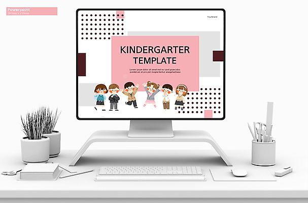 전신 템플릿 여자 어린이교육 남자 어린이 분홍색 비즈니스 그래프 서기 소녀 소년 여러명 세트 점프 유치원 만세 PPT 프레젠테이션 문서템플릿 유치원교육 어린이만 애니형PPT 9P 이미지템플릿 교육 컬러 다수 모션 사람 파일형식