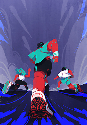 전신 PSD 여자 남자 스포츠 운동화 일러스트 성인 세명 파란색 달리기 원근감 역동적 마라톤 달리기선수 뜀박질 러닝 성인만 국내일러스트 뷰포인트 컬러 신발 컨셉 모션 사람 경기 육상스포츠 육상선수 파일형식