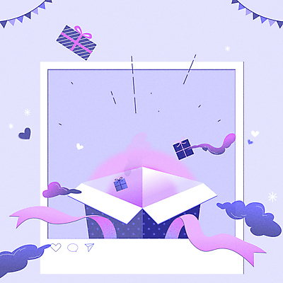 구름 리본 모션 타이포그라피 사람없음 선물상자 보라색 하트 오픈 영상 쏟아짐 동영상 가랜드 소셜네트워크 모션그래픽 MP4 MOV 자연요소 모양 문자 컬러 선물 상자 파티용품 파일형식