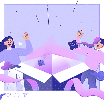 구름 여자 남자 리본 모션 웃음 상반신 성인 타이포그라피 두명 선물상자 손들기 보라색 기쁨 만세 하트 오픈 영상 쏟아짐 동영상 소셜네트워크 성인만 인플루언서 모션그래픽 MP4 MOV 자연요소 모양 문자 감정 컬러 표정 선물 사람 상자 파일형식 유명인