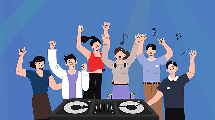 여자 남자 음표 모션 함께함 여러명 상반신 성인 파란색 손들기 점프 주먹 만세 만남 자유 춤 레코드 DJ 즐거움 클럽 영상 스포트라이트 동영상 디제잉 디제잉기계 손흔들기 성인만 모션그래픽 MP4 MOV 기호 감정 음악 컬러 다수 컨셉 문화예술 사람 음반 파일형식