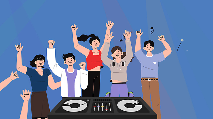 손 여자 남자 음표 모션 함께함 여러명 상반신 성인 신체부위 파란색 손들기 점프 주먹 만세 만남 자유 춤 레코드 DJ 즐거움 클럽 영상 스포트라이트 동영상 디제잉 디제잉기계 손흔들기 성인만 모션그래픽 MP4 MOV 기호 감정 음악 컬러 다수 컨셉 문화예술 사람 음반 파일형식