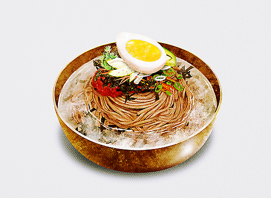 PSD 한식 일러스트 여름음식 사람없음 면류 고명 시원함 막국수 디테일 향토음식 국내일러스트 음식 국수 파일형식 여름_계절