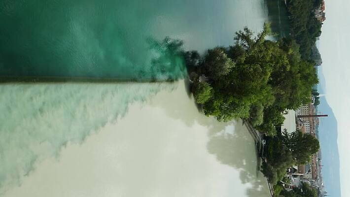 나무 컬러 자연 함께함 풍경 사람없음 세로 초록색 물 파란색 강 도시풍경 환경 회색 만남 물방울 경계선 연결 교차로 스위스 구성 국경 4K MOV 해외동영상 클립영상 자연요소 식물 유럽 길 선 컨셉 도시 경계 생태계 동영상 파일형식