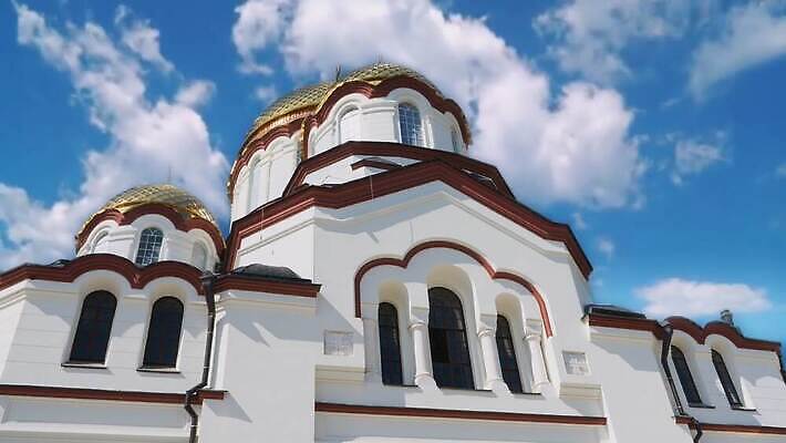 종교 여행 하늘 사람없음 건물 흰색 수도원 랜드마크 4K MOV 해외동영상 클립영상 건축물 컬러 동영상 파일형식