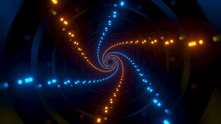 백그라운드 컨셉 건축양식 추상 미래 전등 조명 나선형 사람없음 내부 파란색 빛 반사 3D 우주 검은색 어둠 활발 광선 원형 구멍 복도 터널 황금 신비 회전 네온 공상 형광등 빛망울 광 가상 환상 주도 비어있는 4K MOV 해외동영상 클립영상 도형 건축 길 컬러 무늬 예절 디지털합성 동영상 파일형식