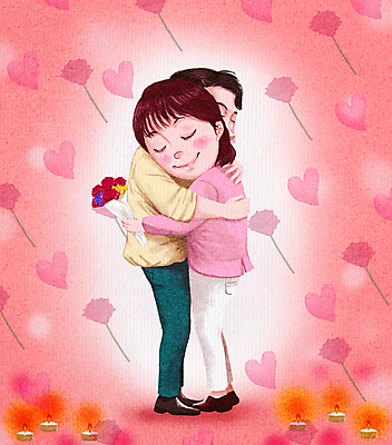 전신 PSD 커플 여자 남자 행복 분홍색 꽃다발 프로포즈 일러스트 촛불 포옹 화이트데이 발렌타인데이 사랑 서기 미소 들기 성인 두명 눈감음 하트 성인만 국내일러스트 모양 꽃 감정 컬러 초 관계 안기 모션 데이이벤트 표정 사람 파일형식