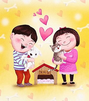 전신 PSD 여자 남자 행복 반려견 어린이 두마리 일러스트 포옹 따뜻함 사랑 서기 들기 소녀 소년 두명 반려동물 노란색 고양이 하트 강아지 개집 개뼈다귀 어린이만 들어올리기 반려묘 국내일러스트 모양 동물 감정 컬러 2 포유류 안기 모션 사람 개 애견용품 애견간식 파일형식