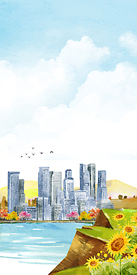 PSD 구름 바다 백그라운드 일러스트 조류 하늘 단풍나무 해바라기 수채화 산 빌딩 사람없음 가을풍경 도시 국내일러스트 자연요소 나무 동물 꽃 단풍 풍경 건물 파일형식 가을_계절