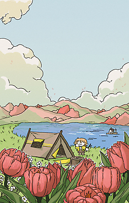 전신 PSD 구름 한마리 여자 호수 일러스트 산 텐트 한명 서기 들기 성인 봄 캠핑 튤립 나뭇가지 강아지 담요 나무밑둥 성인여자한명만 국내일러스트 자연요소 나무 1 계절 꽃 모션 레저 캠핑도구 사람 반려동물 개 여자한명만 성인여자만 파일형식