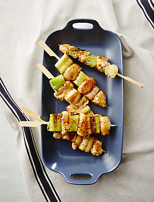 포토 JPG 실내 사람없음 식탁보 꼬치구이 대파 닭꼬치 국내포토 내부 닭고기 꼬치 구이 파 파일형식