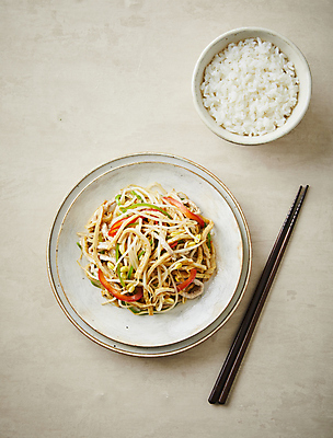 포토 JPG 젓가락 회색배경 밥 반찬 피망 파프리카 사람없음 어묵 콩나물 잡채 국내포토 음식 백그라운드 채소 수저 회색 나물 파일형식