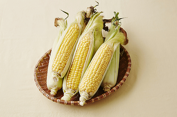 포토 JPG 식재료 실내 옥수수 사람없음 바구니 찰옥수수 베이지색배경 초당옥수수 국내포토 백그라운드 곡류 내부 베이지색 파일형식