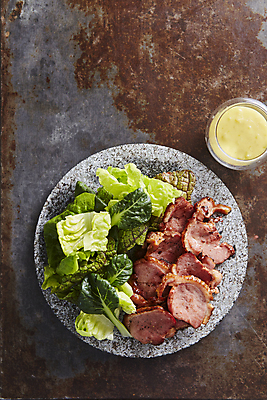 포토 JPG 실내 사람없음 샐러드 소스 양상추 구이 머스터드 오리고기 로메인 훈제오리 갈색배경 국내포토 꽃 음식 백그라운드 채소 오리 육류 내부 갈색 양념 소스_음식 훈제 파일형식