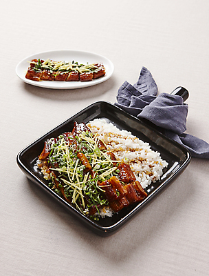 포토 JPG 사람없음 장어 흰배경 생강 장어구이 데리야끼 장어구이덮밥 국내포토 백그라운드 채소 어류 흰색 생선요리 장어덮밥 파일형식