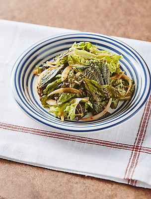 포토 JPG 한식 양파 사람없음 상추 깻잎 무침 겉절이 무침요리 갈색배경 청상추 꽃상추 국내포토 음식 백그라운드 채소 김치 갈색 파일형식