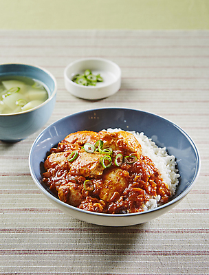 포토 JPG 밥 사람없음 고추장 덮밥 두부 대파 두부요리 국내포토 음식 양념 파 파일형식