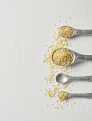 포토 JPG 식재료 곡류 실내 사람없음 하이앵글 숟가락 흰배경 일렬 조 차조 카피스페이스 국내포토 뷰포인트 백그라운드 수저 내부 공백 흰색 파일형식