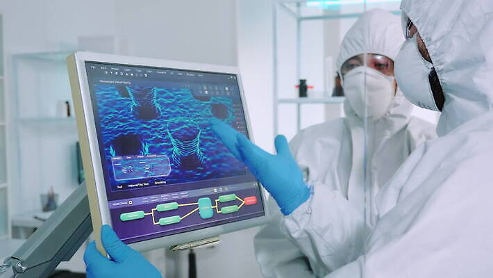 직업 응시 안경 과학 건강 실험 작업복 가면 사람없음 치료 약 장비 의사 엔지니어 실험실 바이러스 보호 질병 생명공학 보호장비 연구원 과학자 분석 하이테크 미생물 개발 백신 전염병 화학자 코로나바이러스 4K MOV 해외동영상 클립영상 시선 잡화 옷 컨셉 의학 생물 기술 의료진 기술자 동영상 학자 파일형식